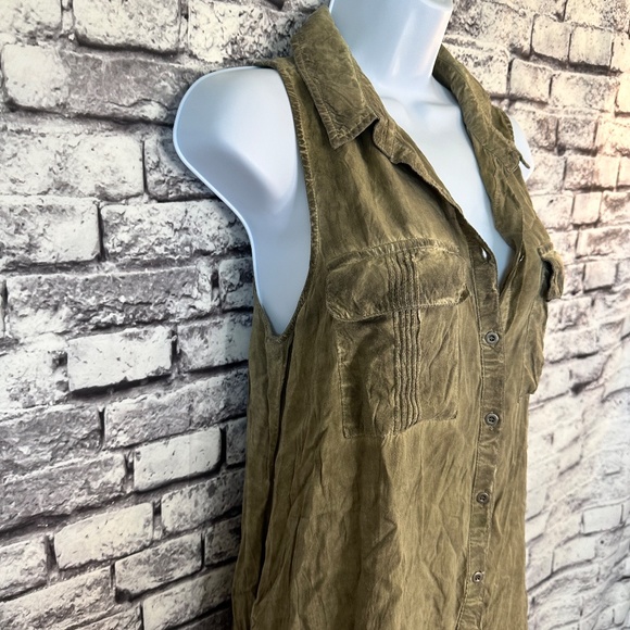 Umgee Dark Tan Rustic Sleeveless Button Up Tank Size M - Picture 6 of 8